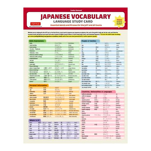 Japanese Vocabulary Language Study Card - Tuttle_1