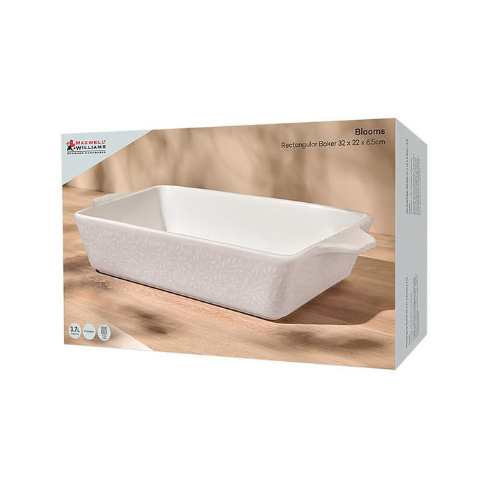 Maxwell & Williams Blooms Rectangular Baker Gift Boxed White 32x22x6.5cm IA0430_3