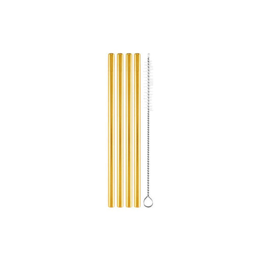 Maxwell & Williams Cocktail & Co Reusable Cocktail Straw With Brush Set of 4 Gold LU0174_1