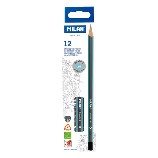 Milan 2H Graphite Pencils Pack of 12 - Ergonomic Triangular_1
