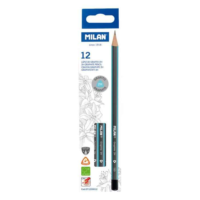 Milan 2H Graphite Pencils Pack of 12 - Ergonomic Triangular_1