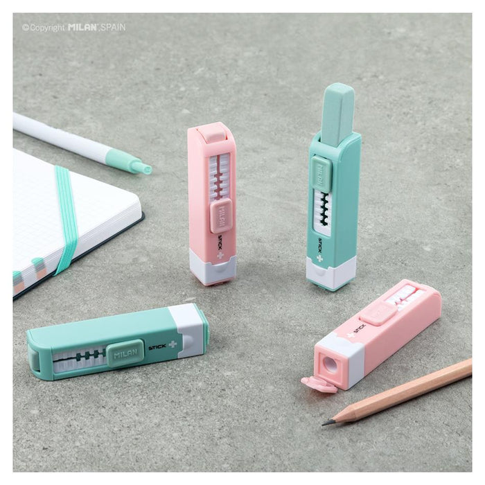 Milan Anti-Bacterial Stick Sharpener & Eraser Pink 214392_3
