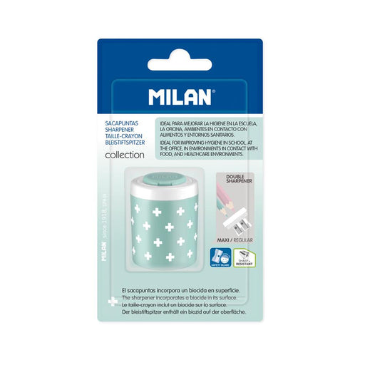 Milan Antibacterial 2-Hole Pencil Sharpener Turquoise 214397_1