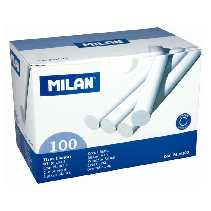 Milan Chalk White Box 100 Pcs - Easy Erase, School Use_1