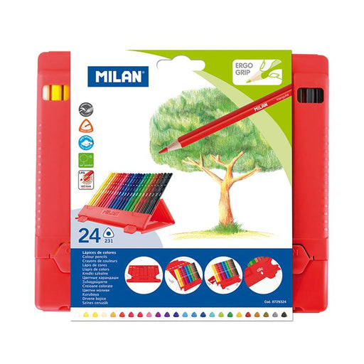 Milan Flexibox Coloured Pencils Triangular Pack 24 Assorted Colours 214236_1