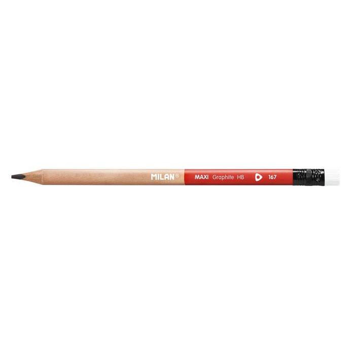 Milan HB Maxi Graphite Pencils with Eraser, Pack of 12_2
