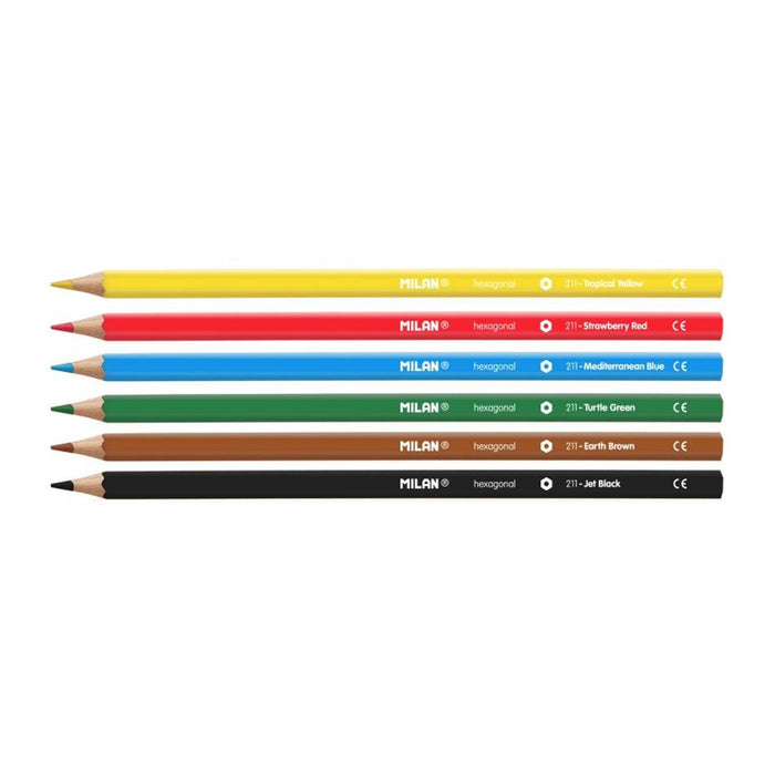 Milan Hexagonal Coloured Pencils Pack of 6 Assorted Colors_2