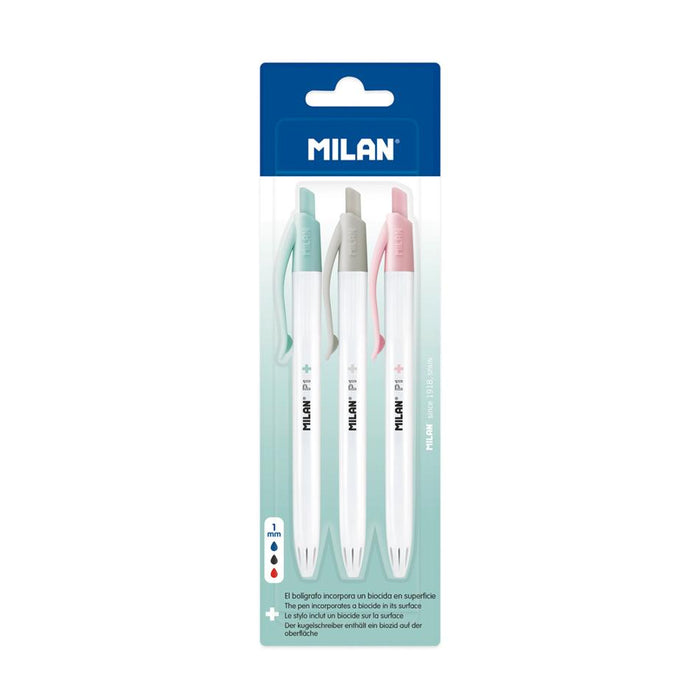 Milan P1+ Anti-Bacterial Ballpoint Pen Pack of 3_1