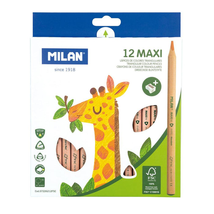 Milan Triangular Coloured Pencils Maxi Pack 12 Assorted_1