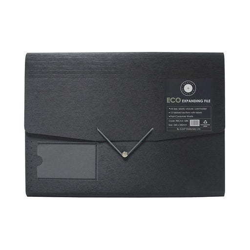 OSC Eco Expanding File A4 12 Pocket Black RECA4-12BK_1