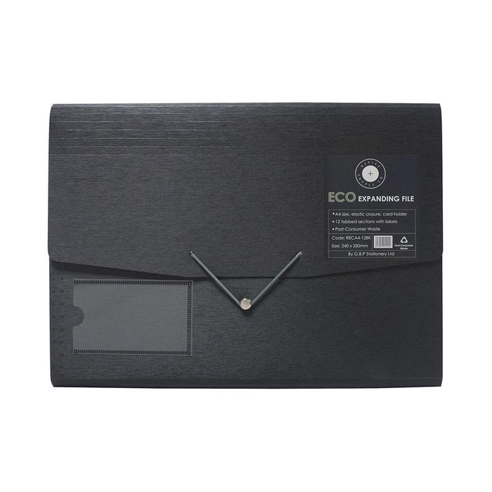OSC Eco Expanding File A4 12 Pocket Black RECA4-12BK_1