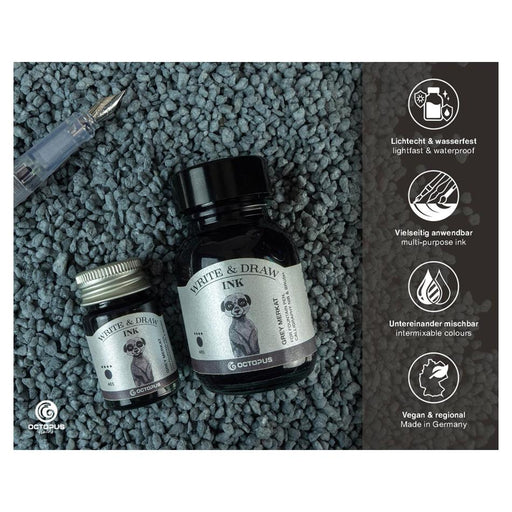 Octopus 50ml Write & Draw Ink - Grey Merkat 465_2