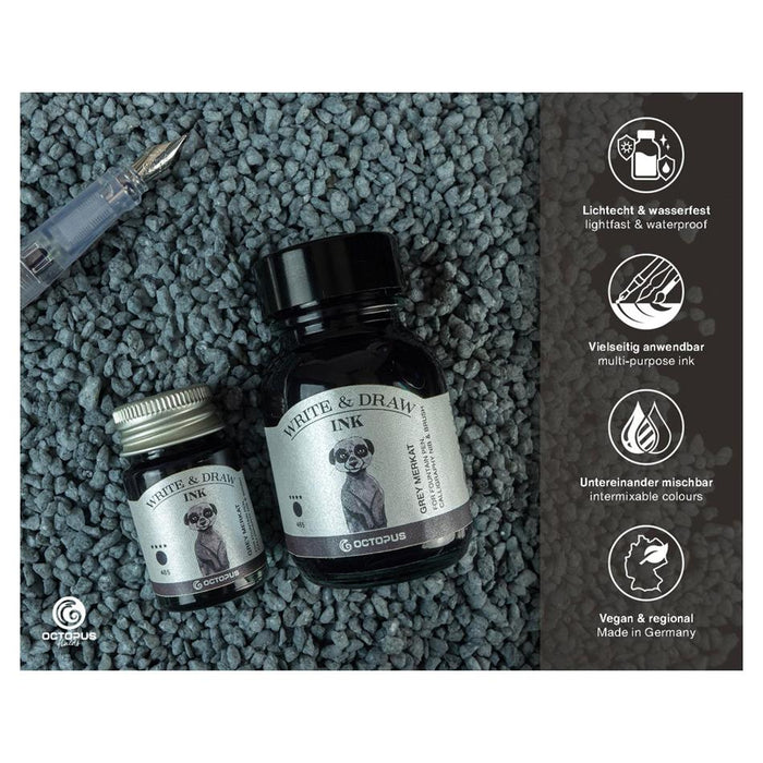 Octopus 50ml Write & Draw Ink - Grey Merkat 465_2