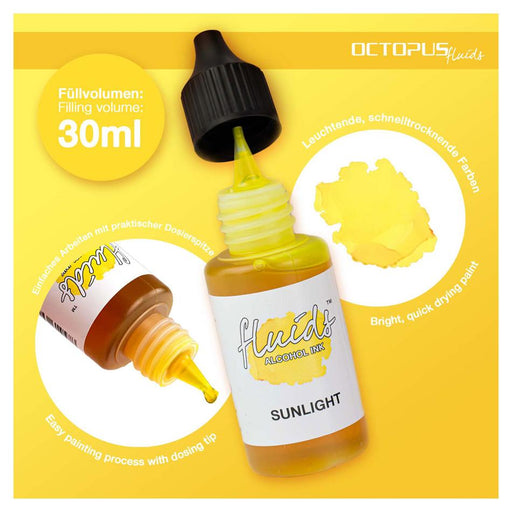 Octopus Alcohol Ink 30ml - Sunlight Yellow, Fast-Drying_2