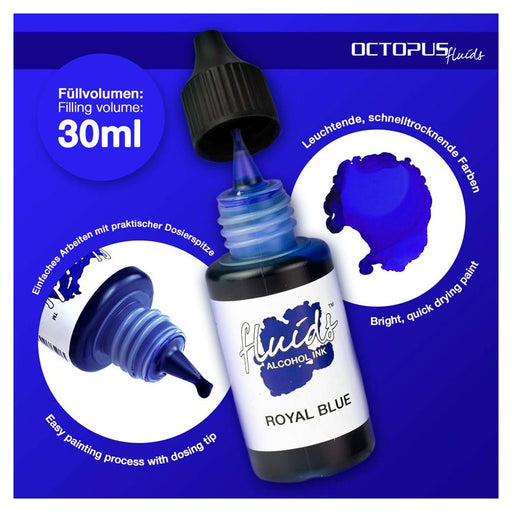 Octopus Alcohol Ink Royal Blue 30ml - Fast-Drying Fluid Paint_2