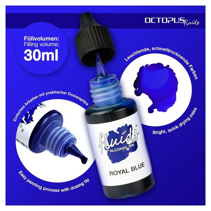 Octopus Alcohol Ink Royal Blue 30ml - Fast-Drying Fluid Paint_2