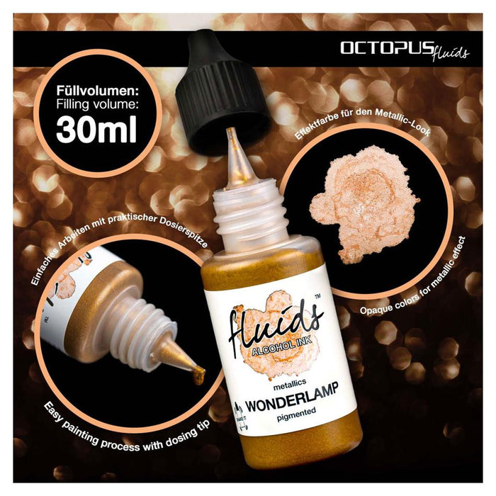 Octopus Alcohol Ink Wonderlamp Gold 30ml - Fast-Drying Color_2