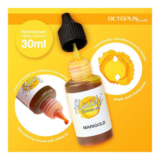 Octopus Fluids Alcohol Ink Marigold Yellow 30ml OCTOAIY025_2