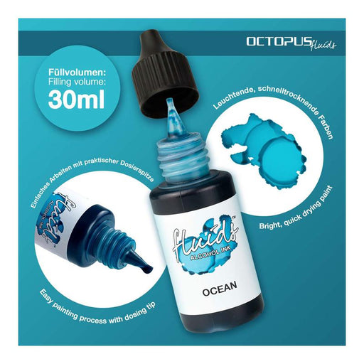 Octopus Fluids Alcohol Ink Ocean Blue 30ml OCTOAIBL100_2