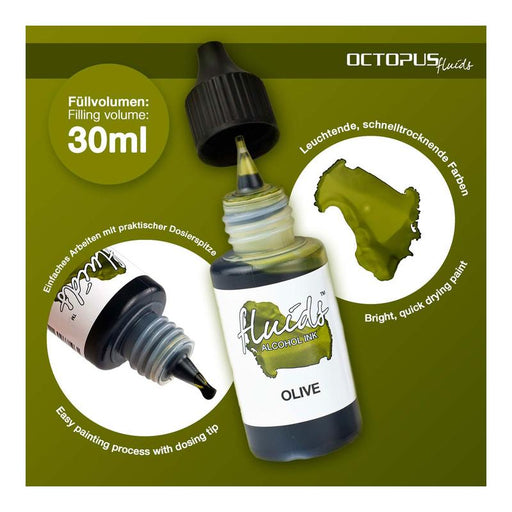 Octopus Fluids Alcohol Ink Olive Green 30ml OCTOAIGN125_2