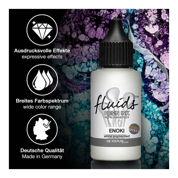 Octopus Fluids Resin Ink Enoki White Petri Dish Effect Strong 30ml OCTORIWH025_3