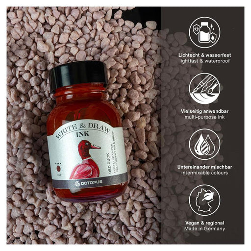 Octopus Write & Draw Ink 450ml Red Duck Smudge-Proof Ink_2