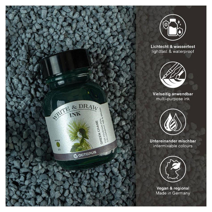 Octopus Write & Draw Ink 50ml Green Crane Smudge-Proof_2