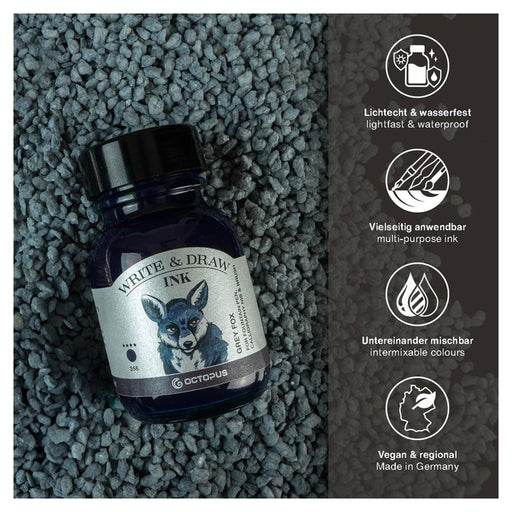 Octopus Write & Draw Ink 50ml Grey Fox - Smudge-Proof Ink_2