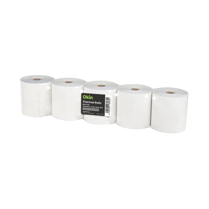 Okin Carbonless 2 Ply Paper Roll 76x76mm, Pack of 5 ITR76X76_1