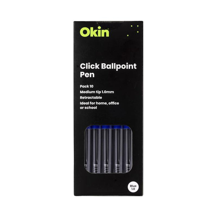 Okin Click Ballpoint Pen Medium Blue, Pack of 10 OBPCBLUE10_3