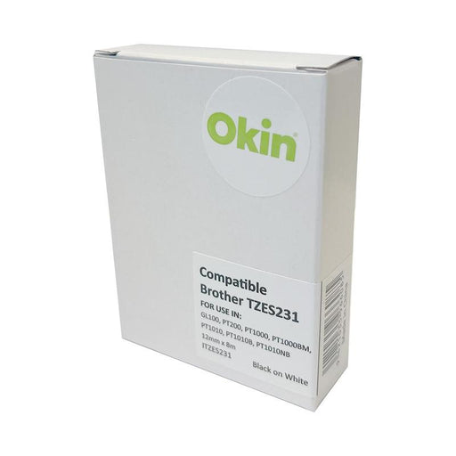 Okin Compatible Brother Strong TZ Tape 12mm Black on White ITZES231_1