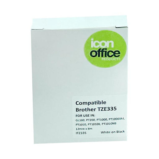 Okin Icon Compatible Brother TZ Tape 12mm White on Black ITZ335_1