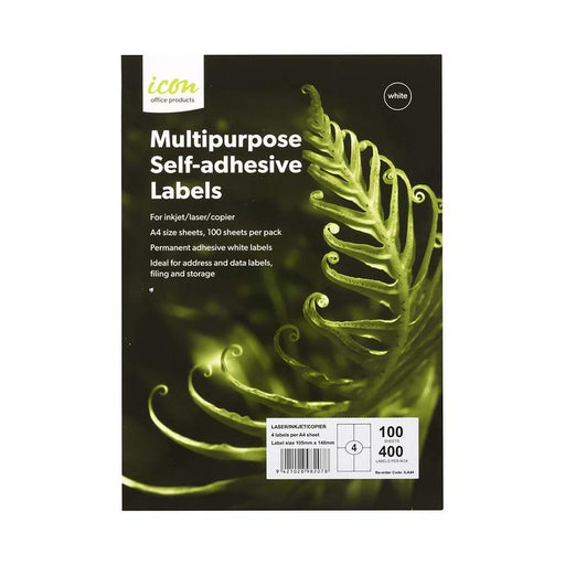 Okin Icon Multipurpose Labels 4 Per Sheet 105x148mm, Pack of 100 ILA44_1