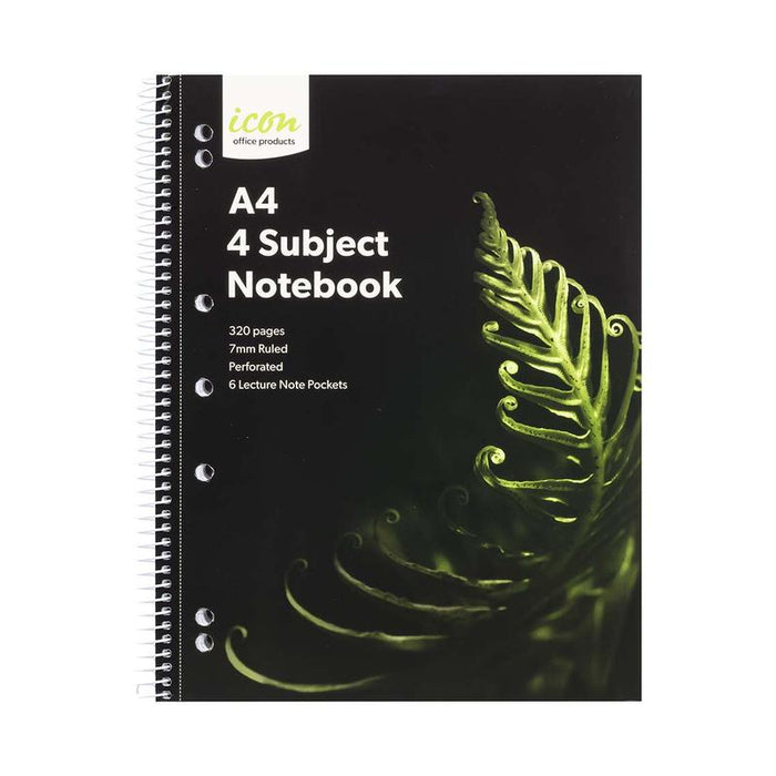 Okin Icon Spiral 4 Subject Notebook A4 Soft Cover 320pg ISNBSC007_1