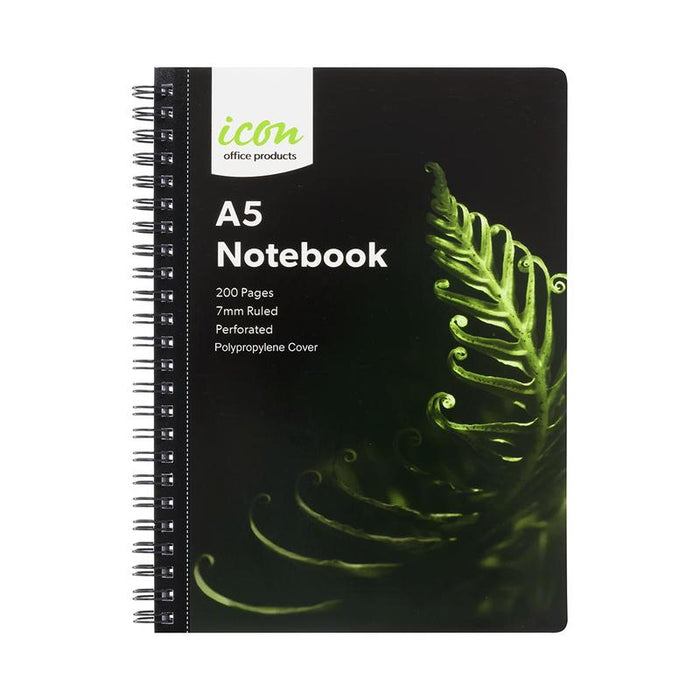 Okin Icon Spiral Notebook A5 PP Cover Black 200 pg ISNBPP003_1