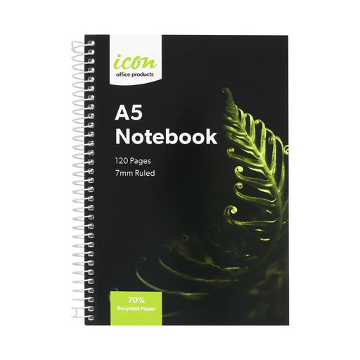 Okin Icon Spiral Notebook A5 Soft cover 120 pg 70% Rec ISNBR002_1