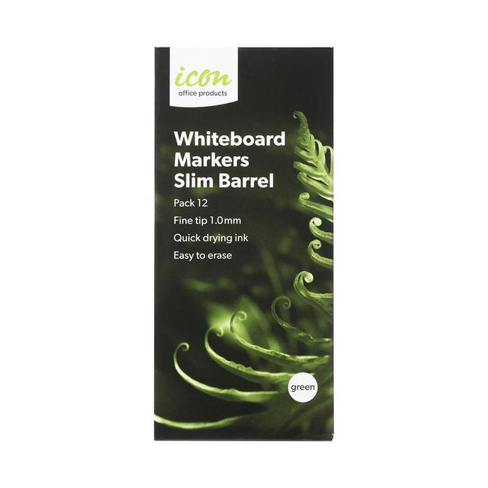 Okin Icon Whiteboard Marker Slim Barrel Fine Tip Green IWMFGRN_3