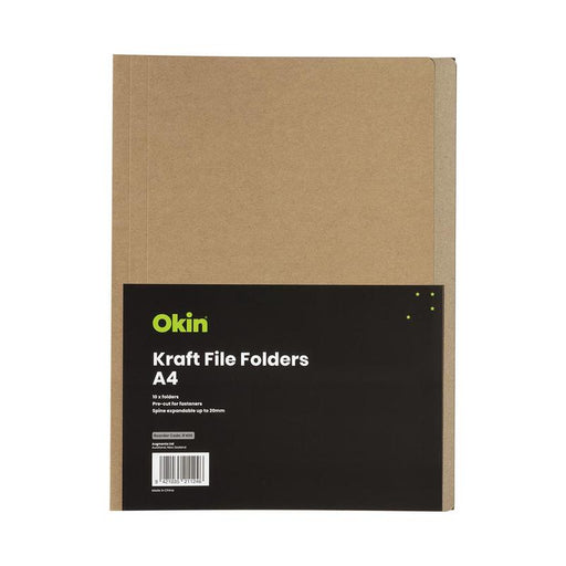 Okin Manilla File Folders A4 Kraft, Pack of 10 IF400_1