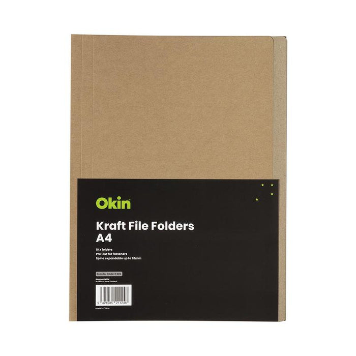 Okin Manilla File Folders A4 Kraft, Pack of 10 IF400_1