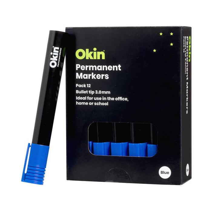Okin Permanent Marker Bullet Tip Blue IPMBLUE_3