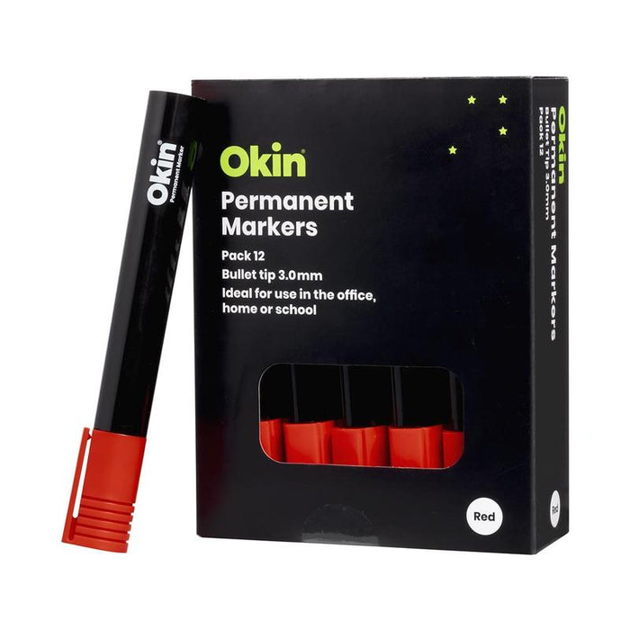 Okin Permanent Marker Bullet Tip Red IPMRED_3
