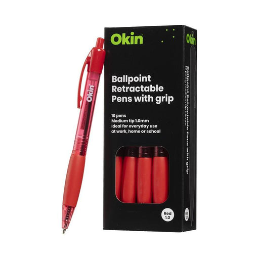 Okin Retractable Ballpoint Pen Red 1.0mm with Grip_2