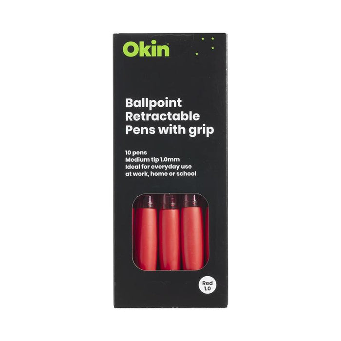 Okin Retractable Ballpoint Pen Red 1.0mm with Grip_3