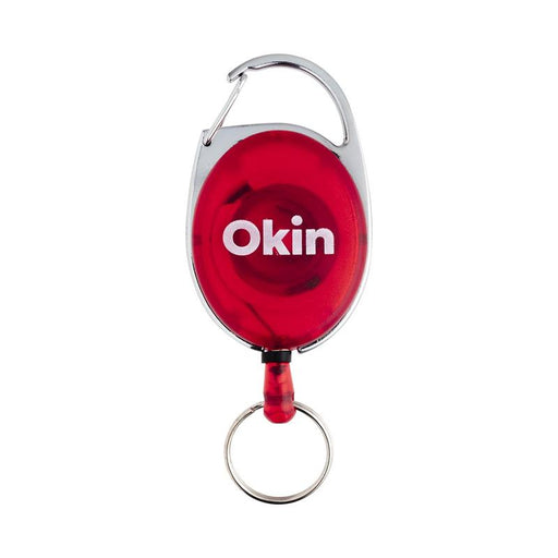 Okin Retractable Snap Lock Key and ID Card Holder Red IKHRED_1