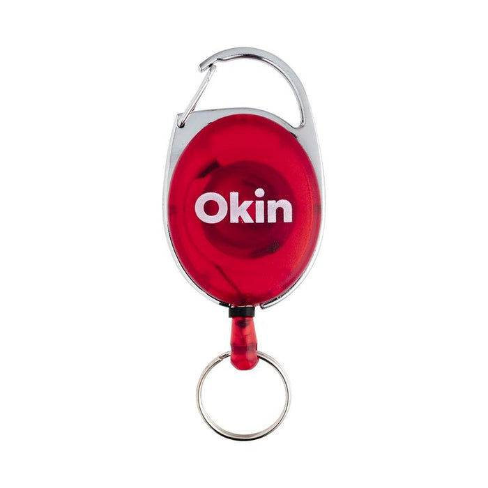 Okin Retractable Snap Lock Key and ID Card Holder Red IKHRED_1