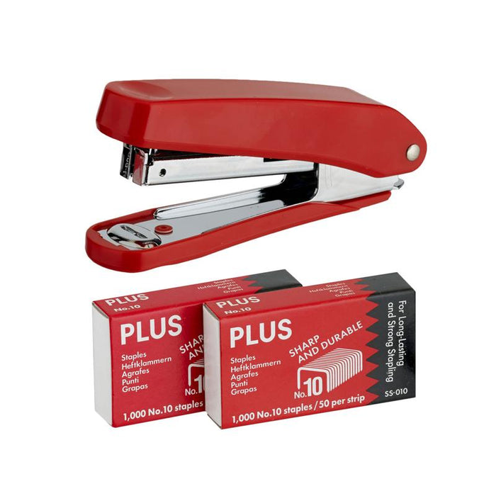 Plus Stapler + 2000 Staples PS10E Red PS10ER_1