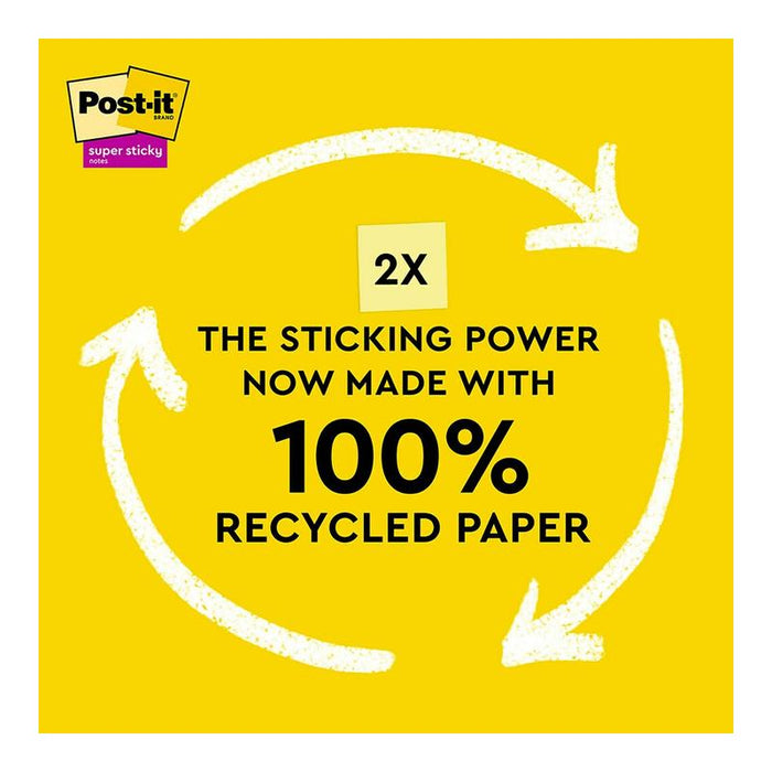 Post-it 100 Rec Super Sticky Notes 654R-5SSCY 76x76mm Yellow, Pack of 5 10971_4