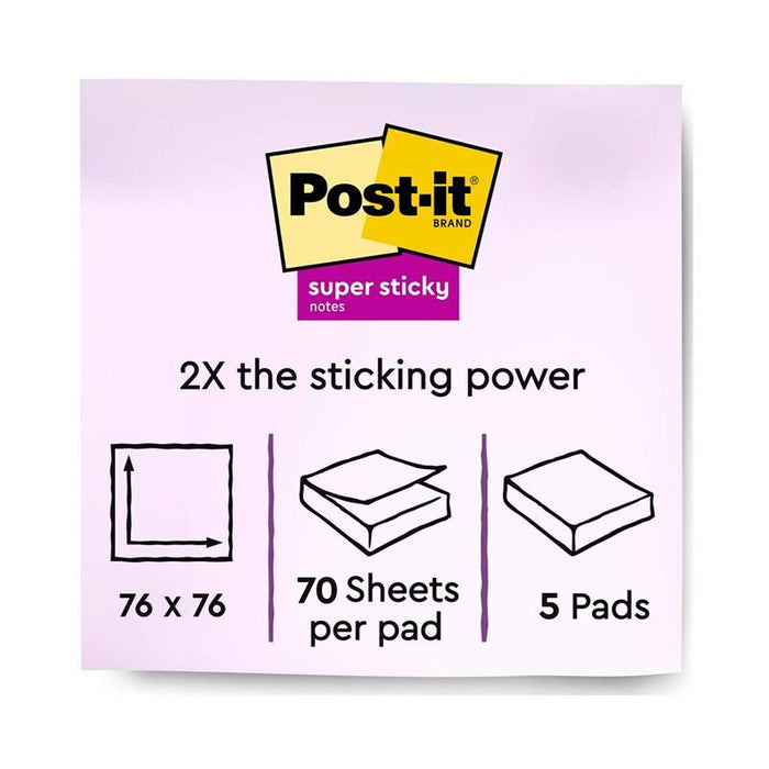 Post-it 100 Rec Super Sticky Notes 654R-5SSCY 76x76mm Yellow, Pack of 5 10971_6