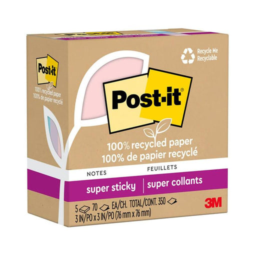 Post-it 100 Rec Super Sticky Notes 654R-5SSNRP 76x76mm Wanderlust, Pack of 5 10972_1