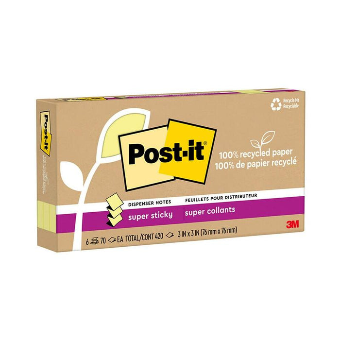 Post-it 100 Rec Super Sticky Pop Up Notes R330R-6SSCY 76x76mm Yellow, Pack of 6 10974_1